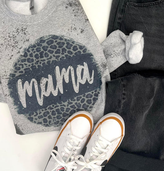 Leopard Distressed Mama Crew