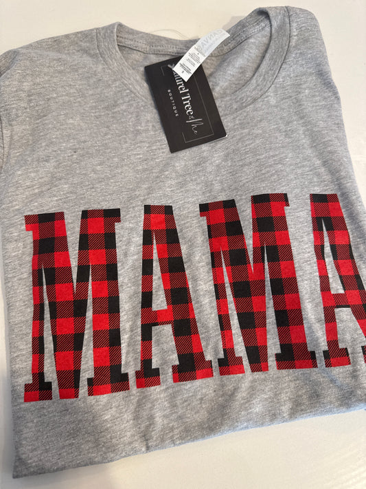 Buffalo plaid mama tee