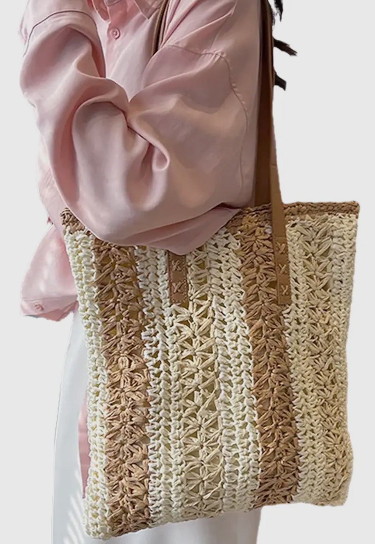 Boho Crochet Rattan Tote