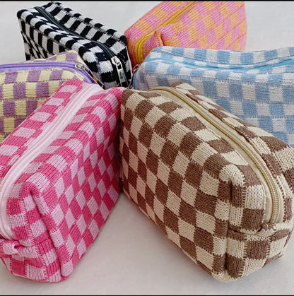 Checkered Cosmetic Pouches