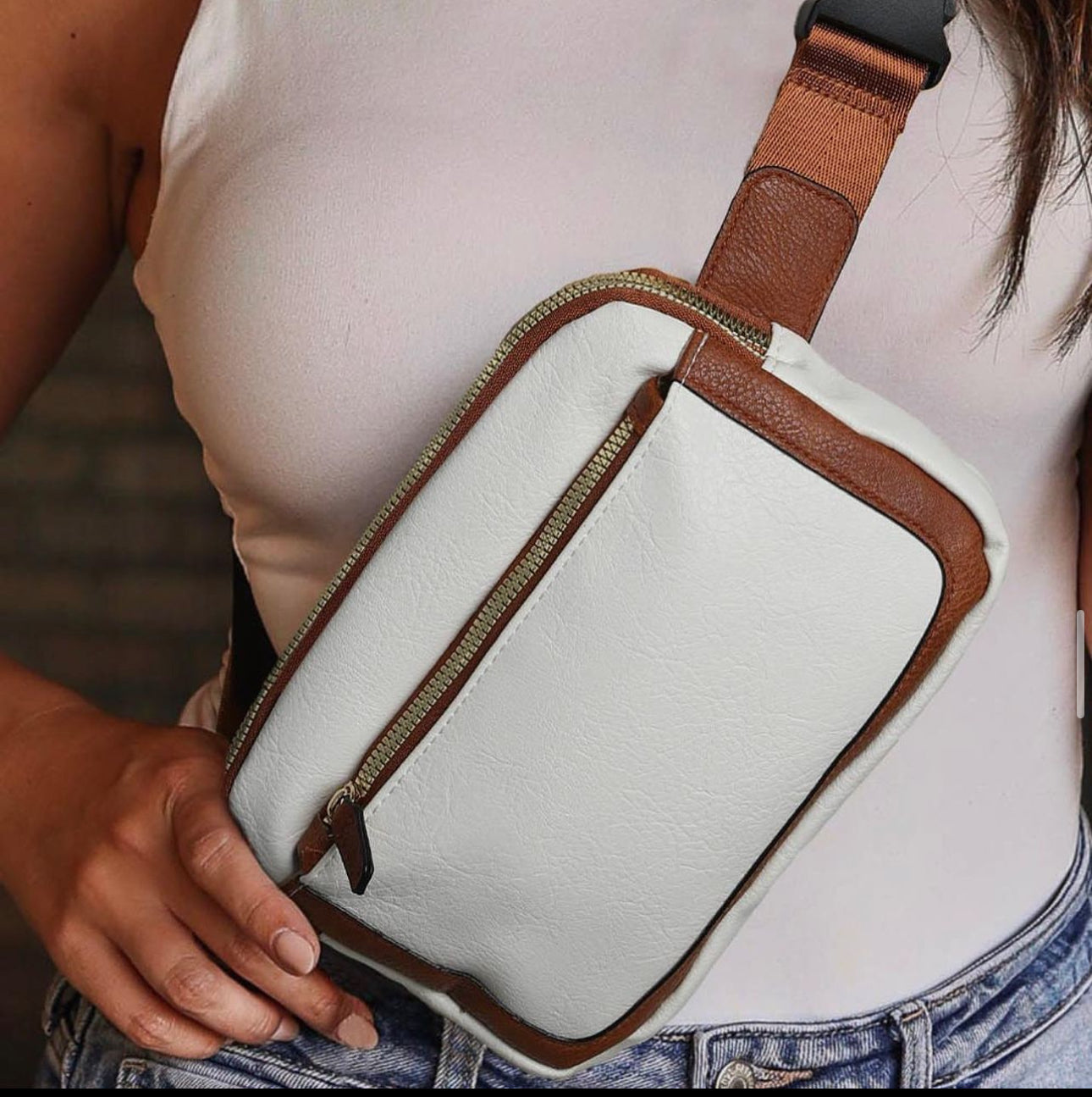 White Faux Leather Cross Body Bag