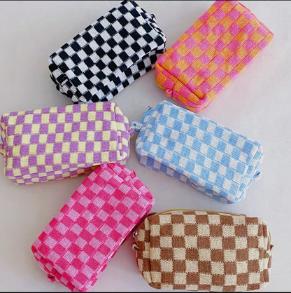 Checkered Cosmetic Pouches