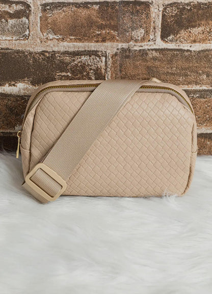 Woven Faux Leather Crossbody Bag