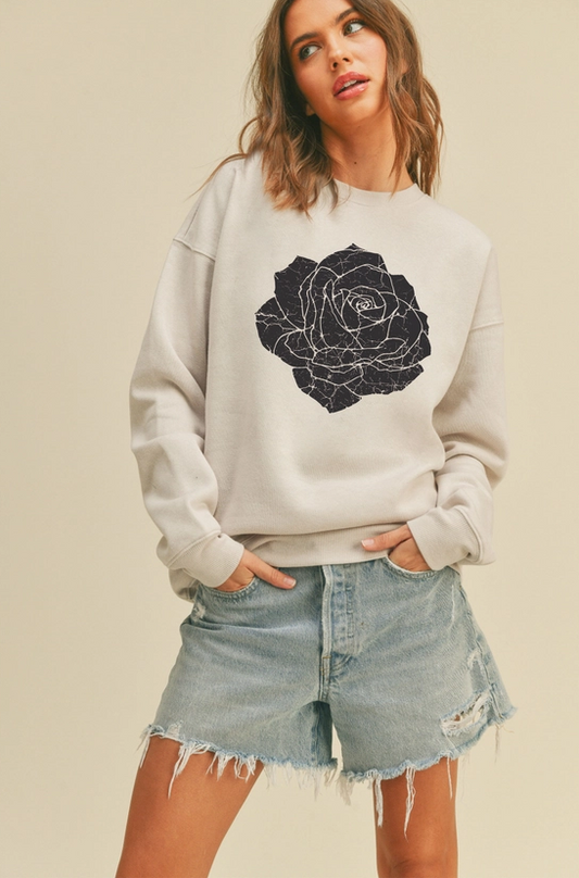 Black Rose Crew Pullover