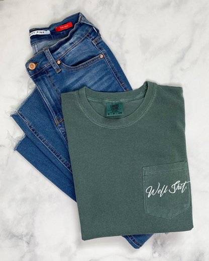 Dark Green Pocket Tee - Customizable with Your Own Text